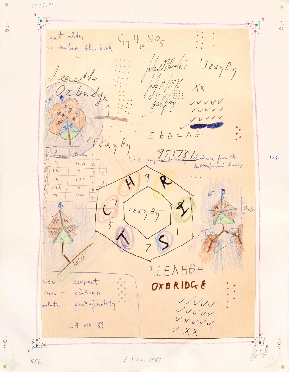 untitled (recto: Oxbridge / verso: numbres) - John Devlin 