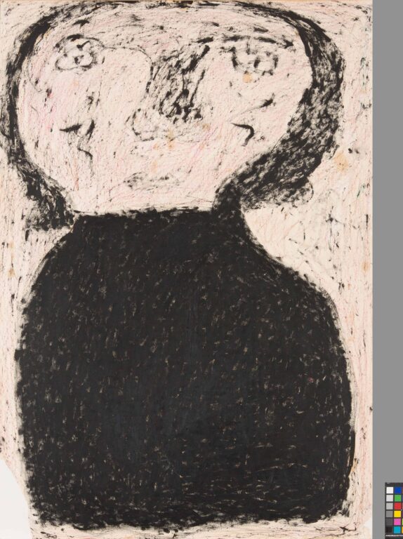 Head of a woman in pink - Giordano Gelli 