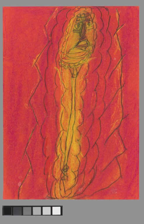 ohne Titel  (Schutzmantel Madonna rot) - Hedy Huser 