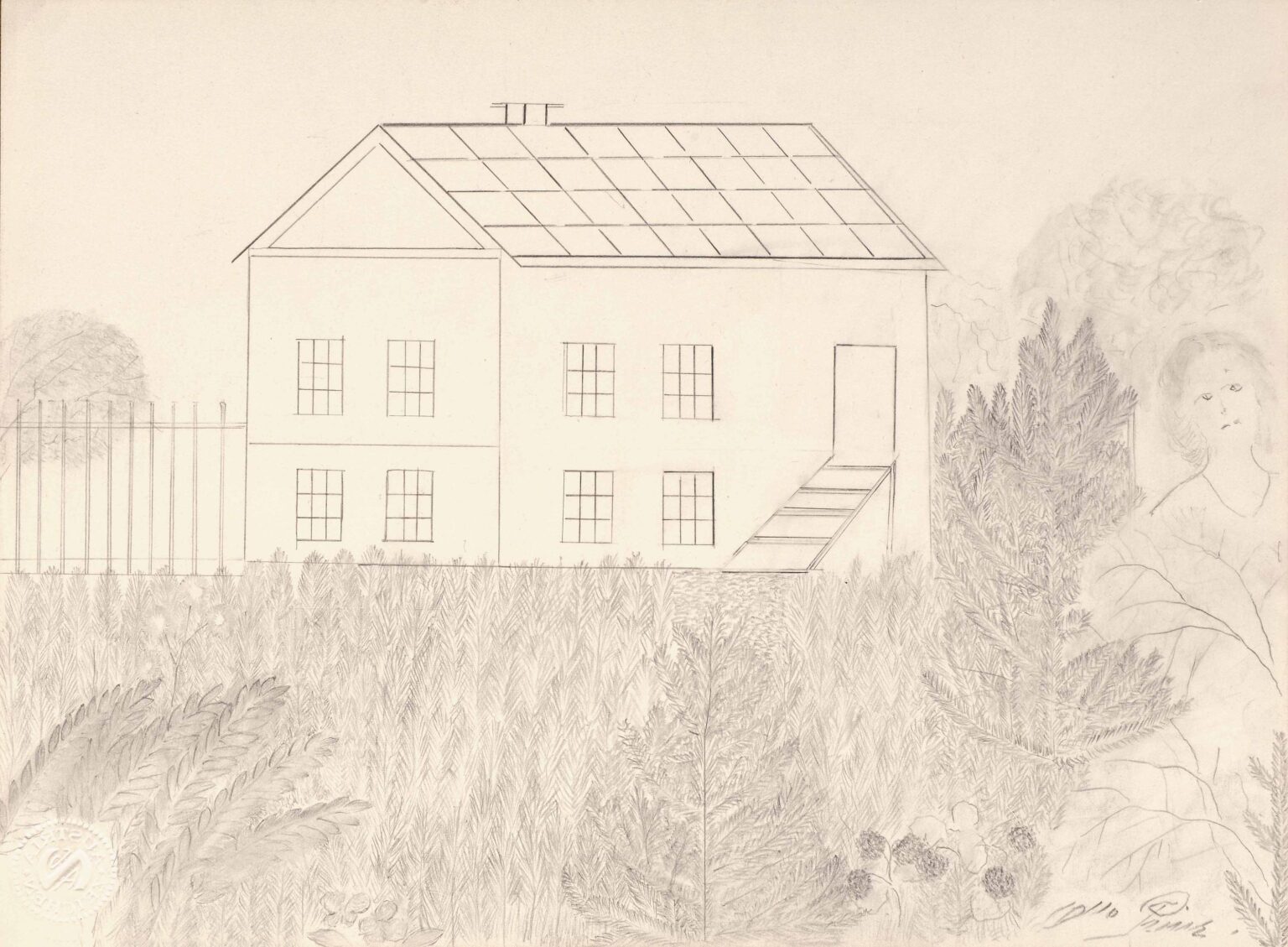 ohne Titel (Haus mit Gestalt, rechts) - Otto Prinz 