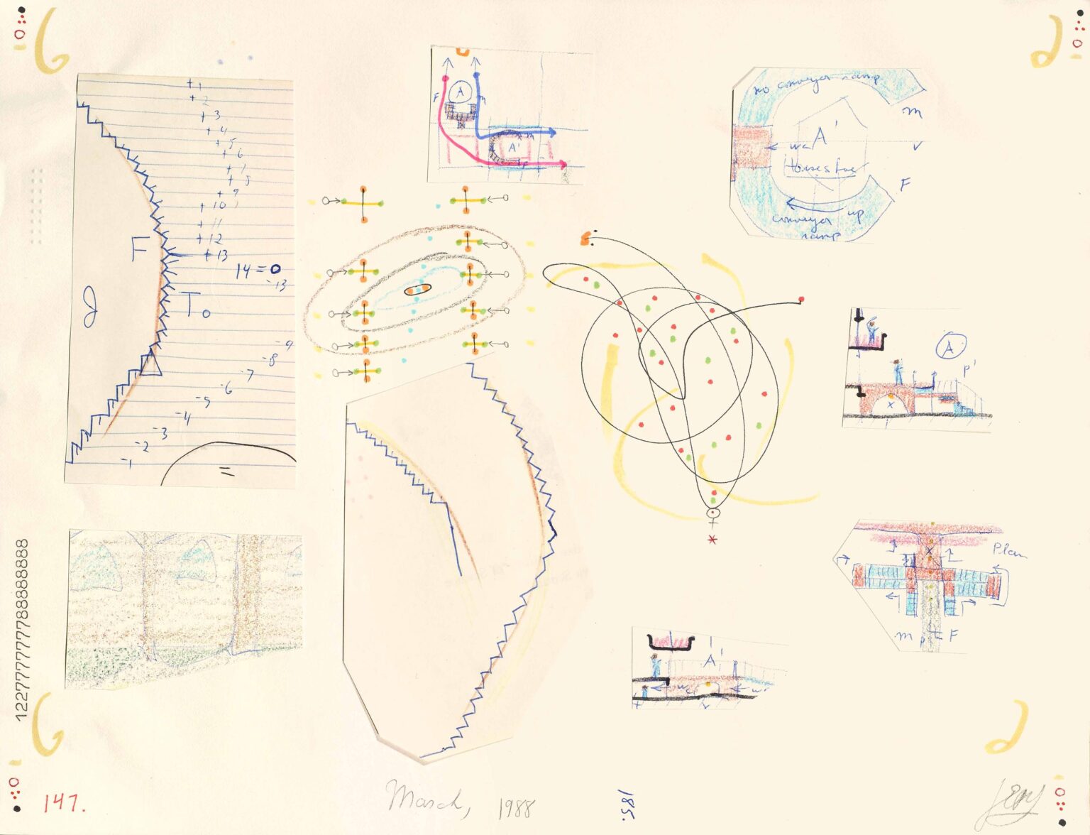 untitled (recto: Collage drawings / verso: numbers) - John Devlin 