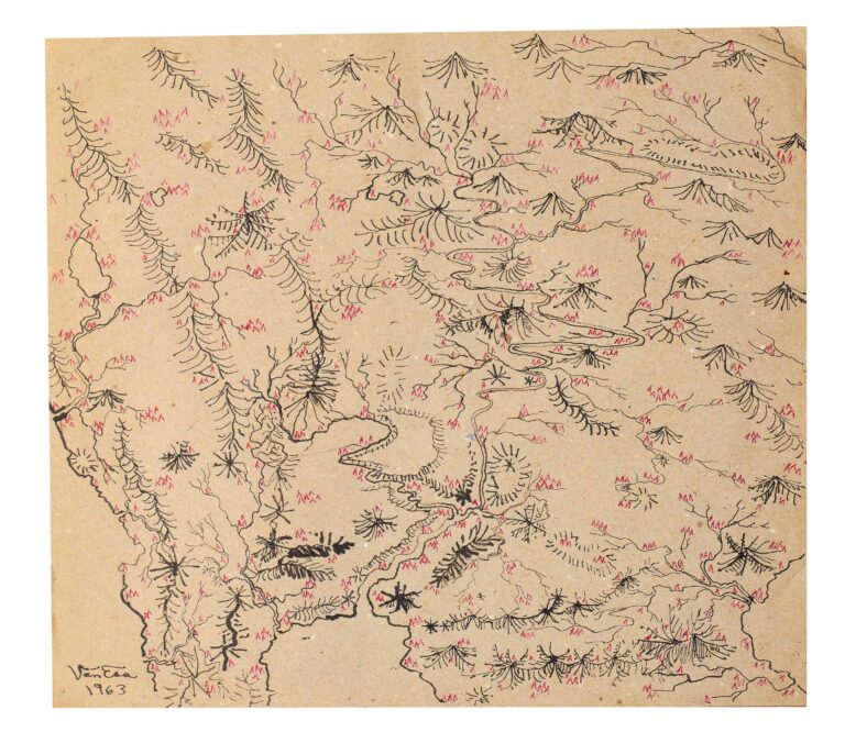 ohne Titel (Landschaft mit schwarz/roter Vegetation) - Warren A. Van Ess 