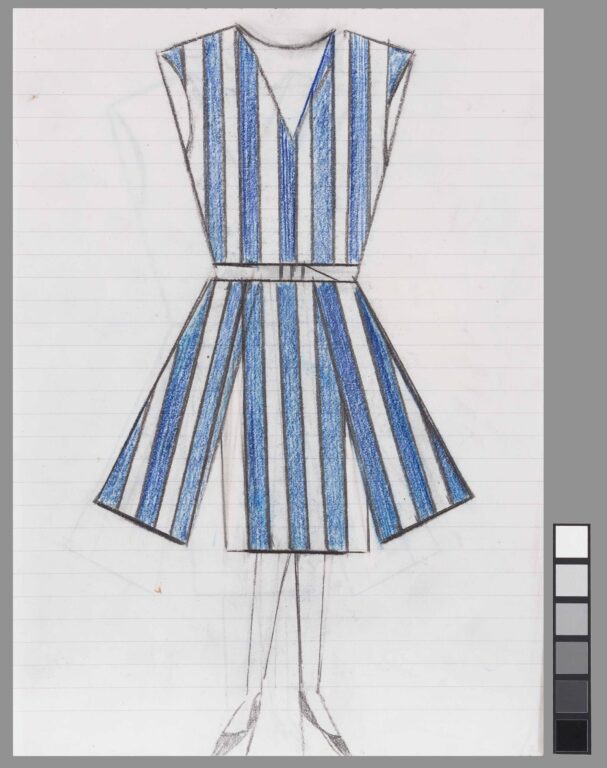 ohne Titel  (recto: gestreiftes Kleid / verso: uni Kleid) - Helene Reimann 