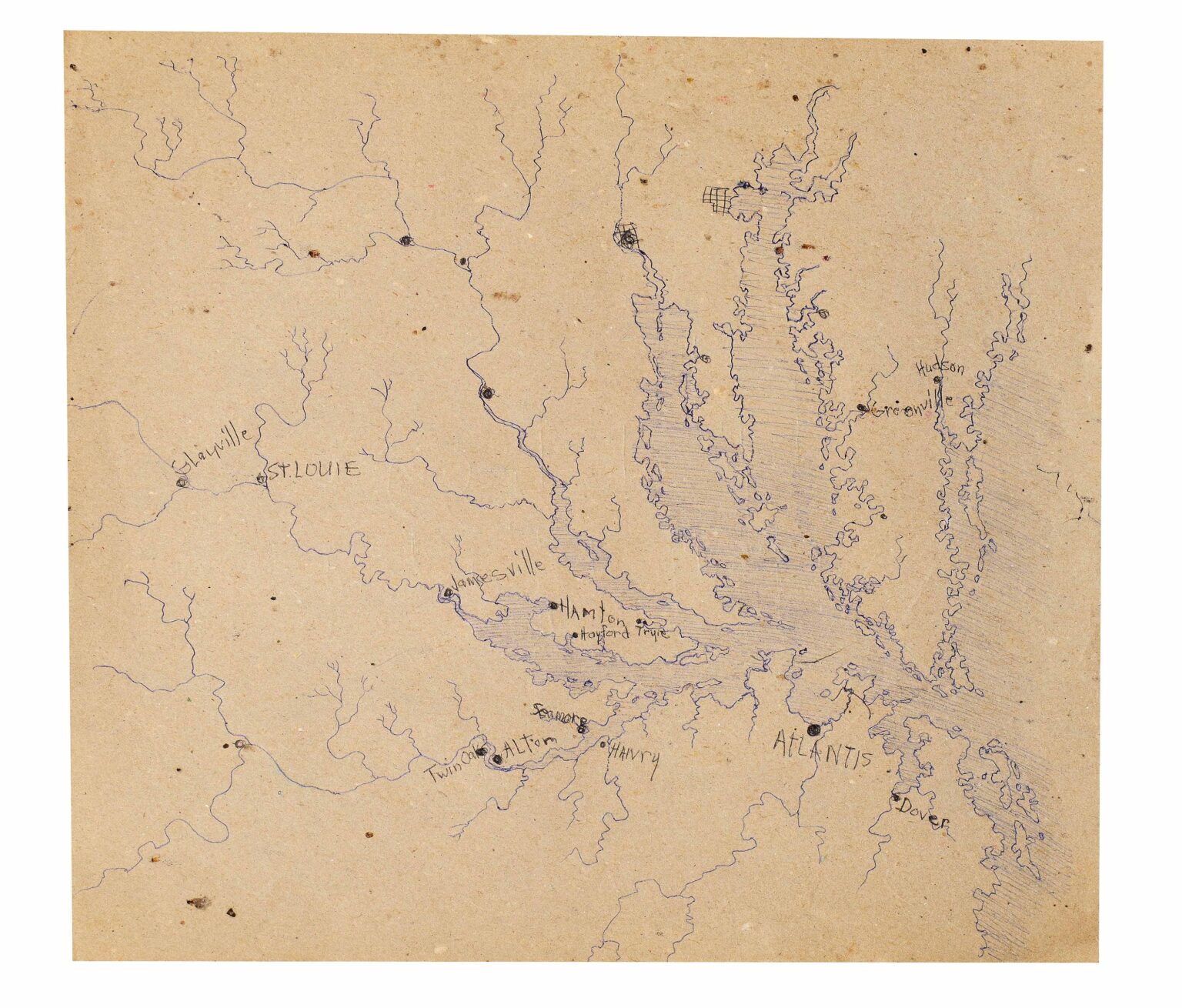 untitled (recto: multi-armed lake / verso: geometric outline) - Warren A. Van Ess 