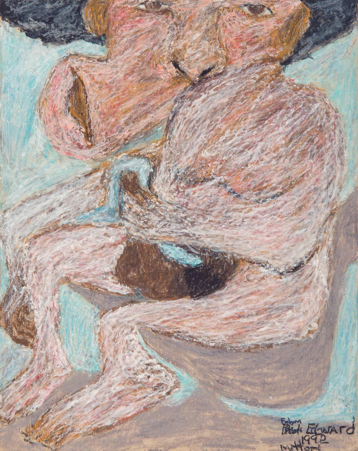 ohne Titel (Sitzender Mensch ) - Edward Motton 