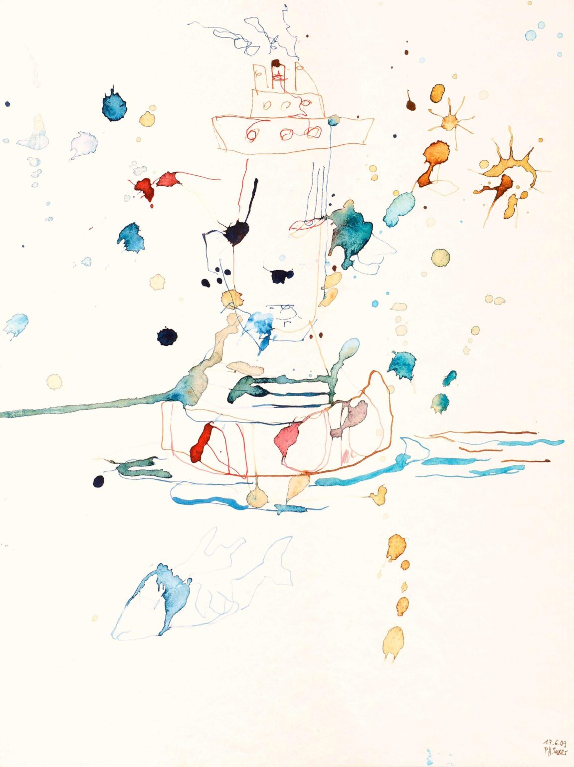 ohne Titel (buntes Schiff) - Philippe Saxer 