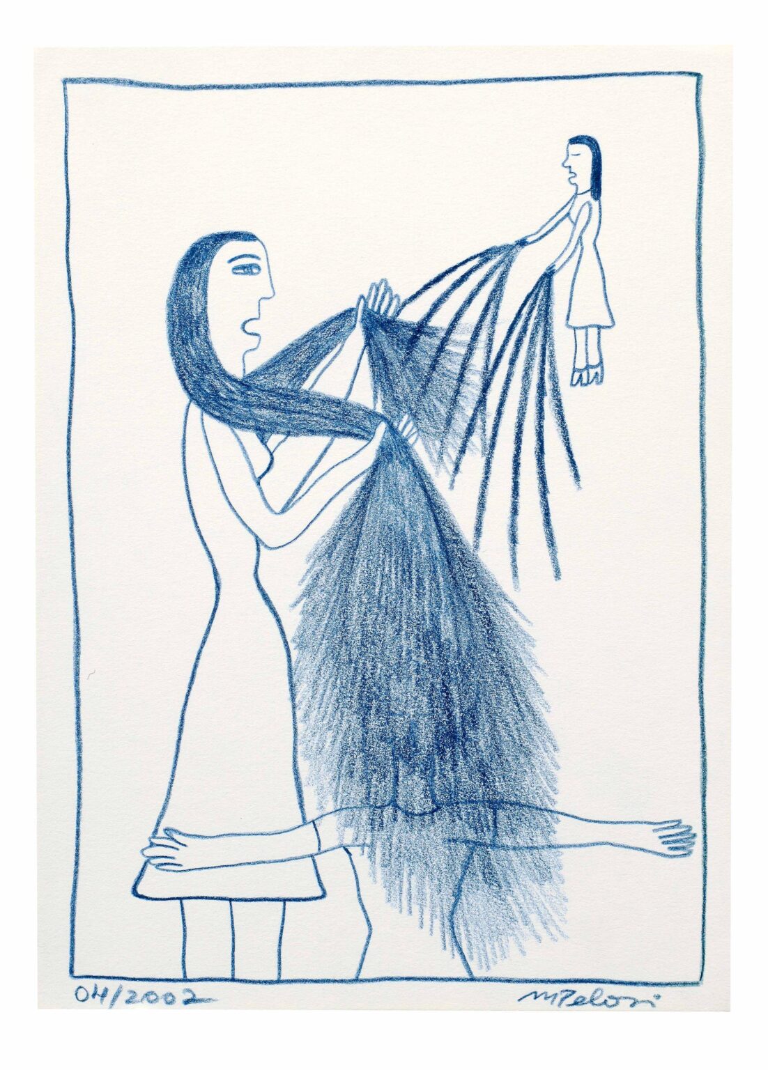 untitled (blue woman with long hair) - Marilena Pelosi 