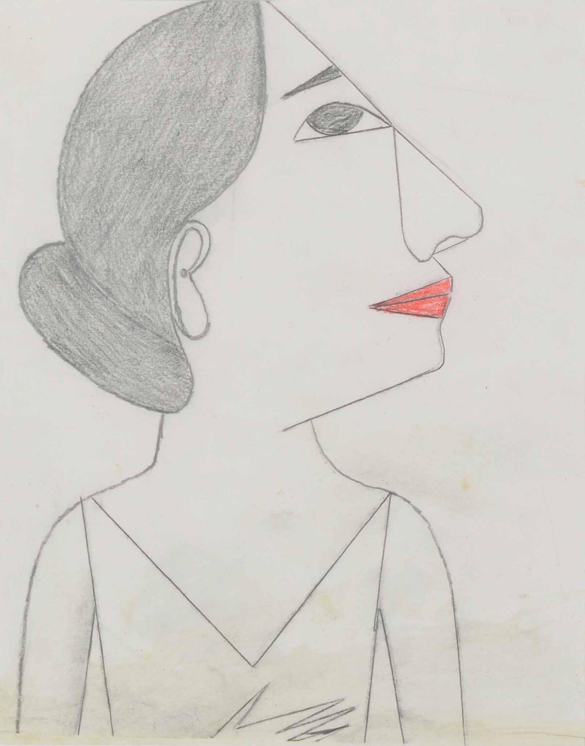 ohne Titel (Frau mit roten Lippen und gerader Nase) - Helene Reimann 