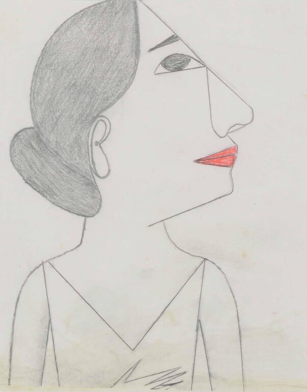 untitled (woman with red lips and a straight nose) - Helene Reimann 