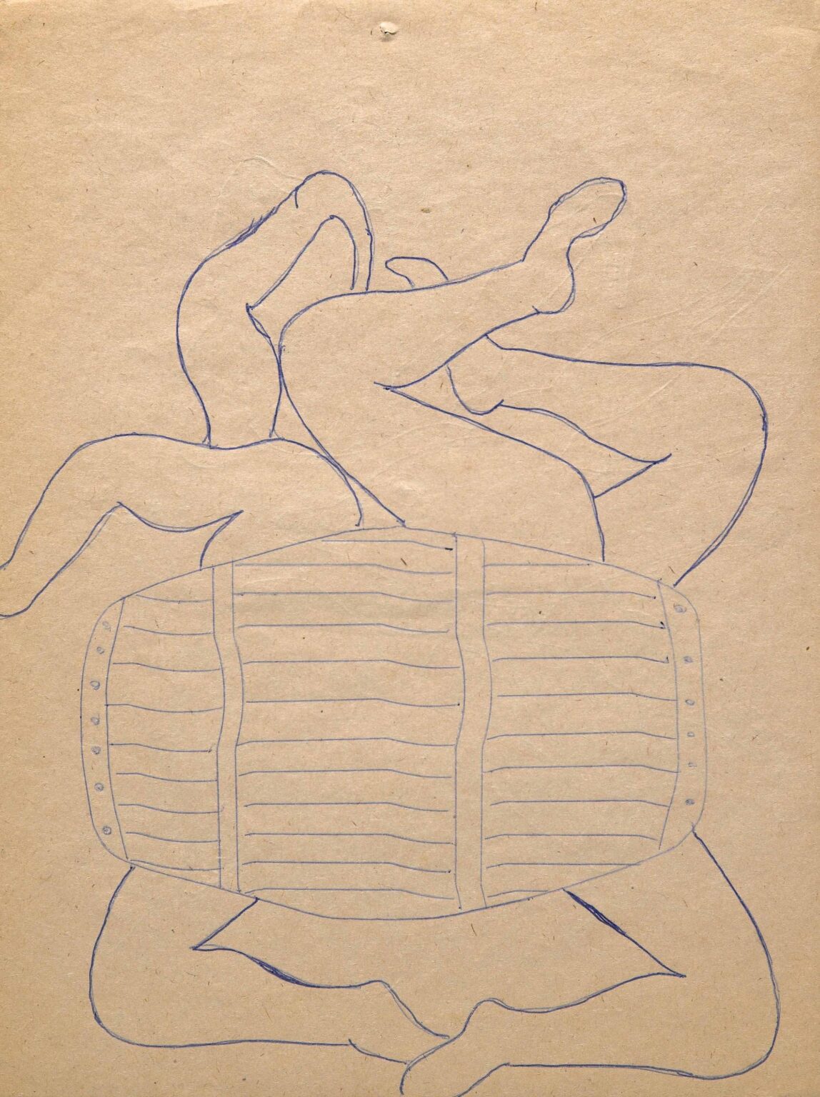 recto: wrestlers in a Barrel / verso: fish-woman - Lewis Smith 