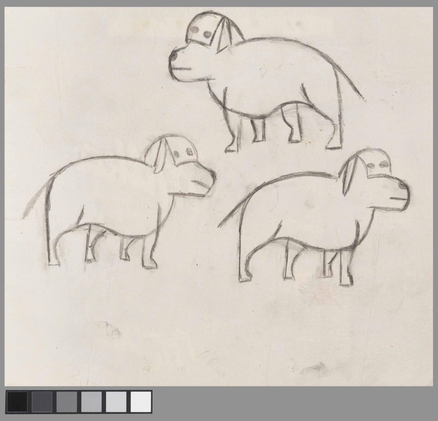 untitled (recto: three dogs / verso: chocolate paper) - Helene Reimann 