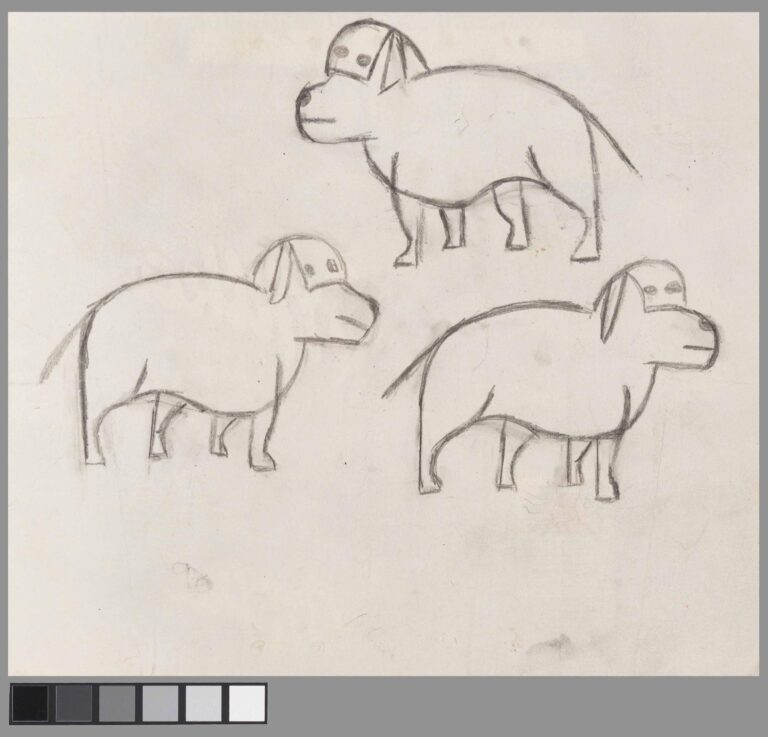 untitled (recto: three dogs / verso: chocolate paper) - Helene Reimann 