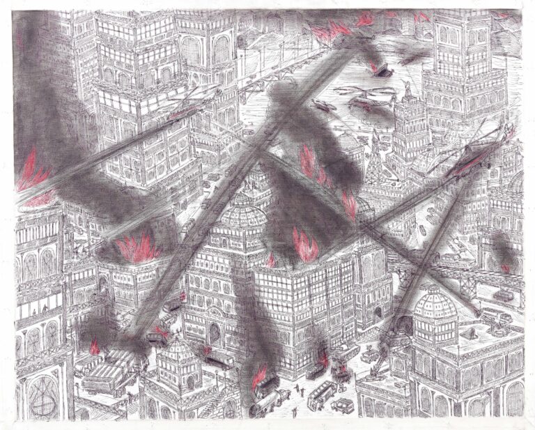 ohne Titel (Stadt unter Beschuss) 