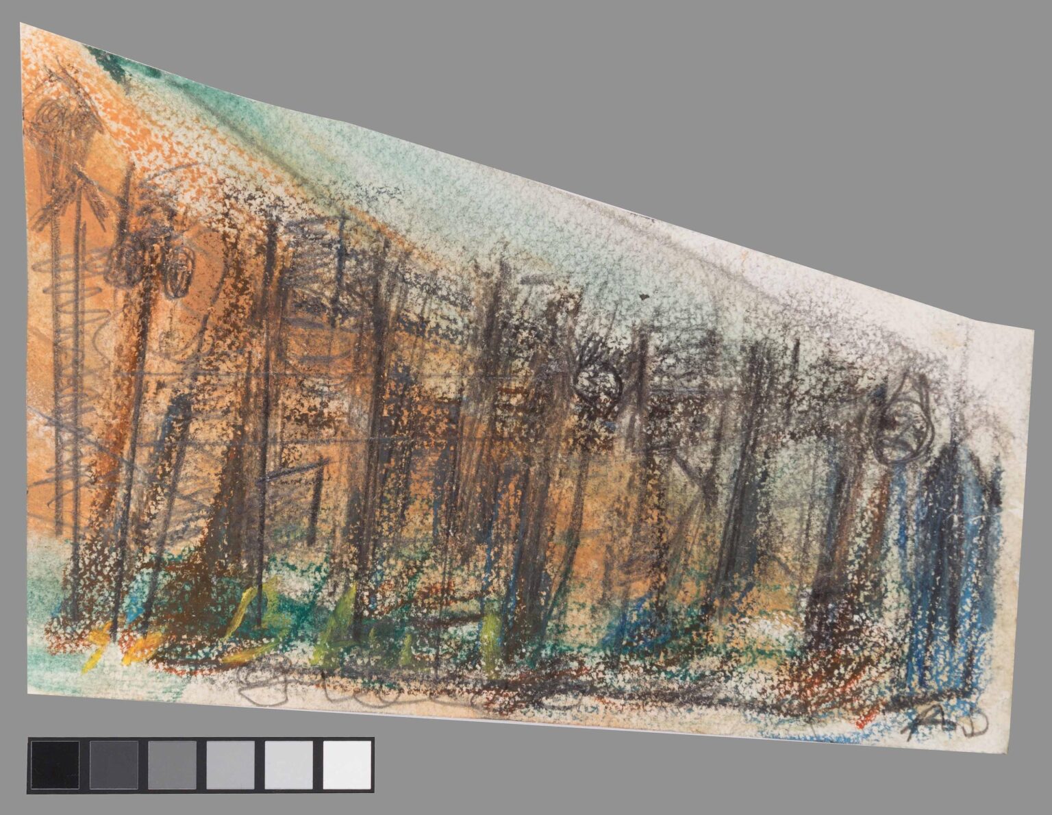 ohne Titel (Aquarell gruen-orange) - Adelheid Duvanel 