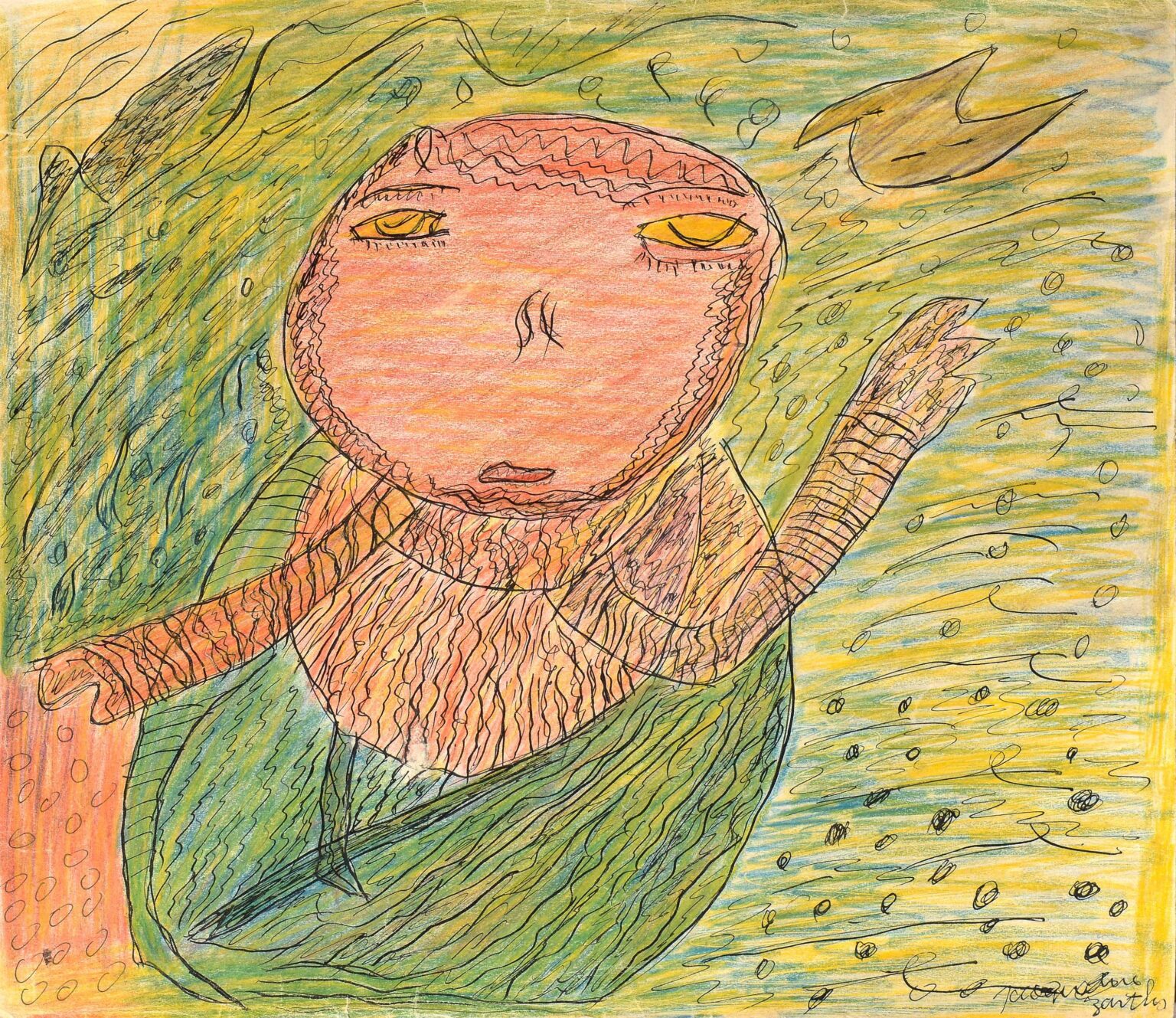 untitled (monkey on a water lily) - Jacqueline Barthes (gen. Jaqueline B.) 