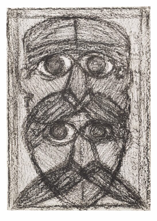 untitled (two heads with mustache) - Michel Nedjar 