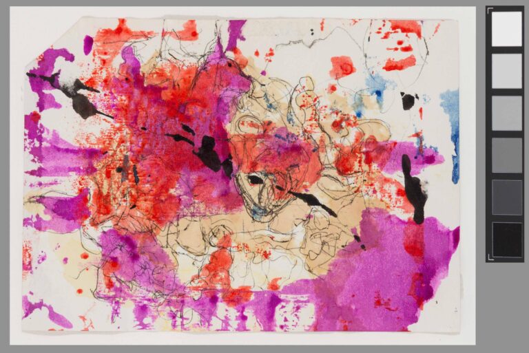ohne Titel (pink-rote Farbkleckse) - Gaston Teuscher 