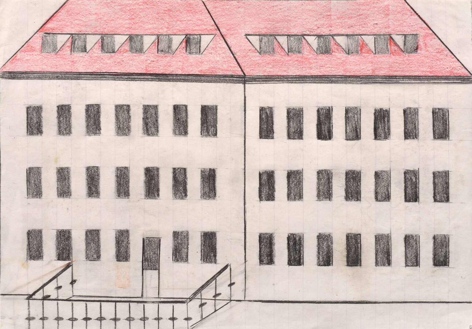 ohne Titel (Haus mit Gelaender) - Helene Reimann 