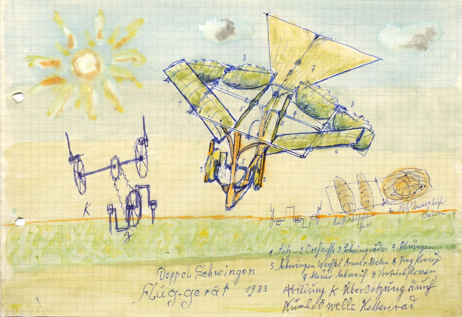 ohne Titel (Mesmer, Gustav, Doppel Schwingen Fluggeraet.psd) - Gustav Mesmer 