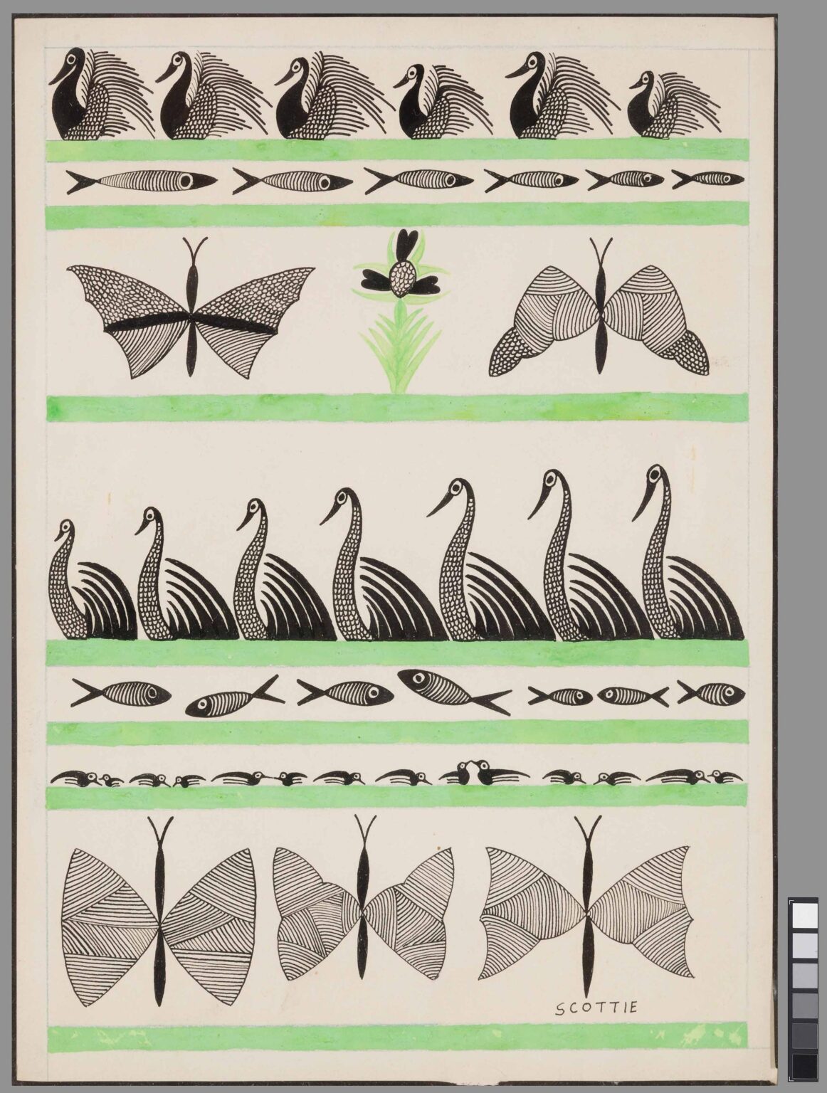 untitled (swans and butterflies) - Louis Freeman (gen. Scottie Wilson) 