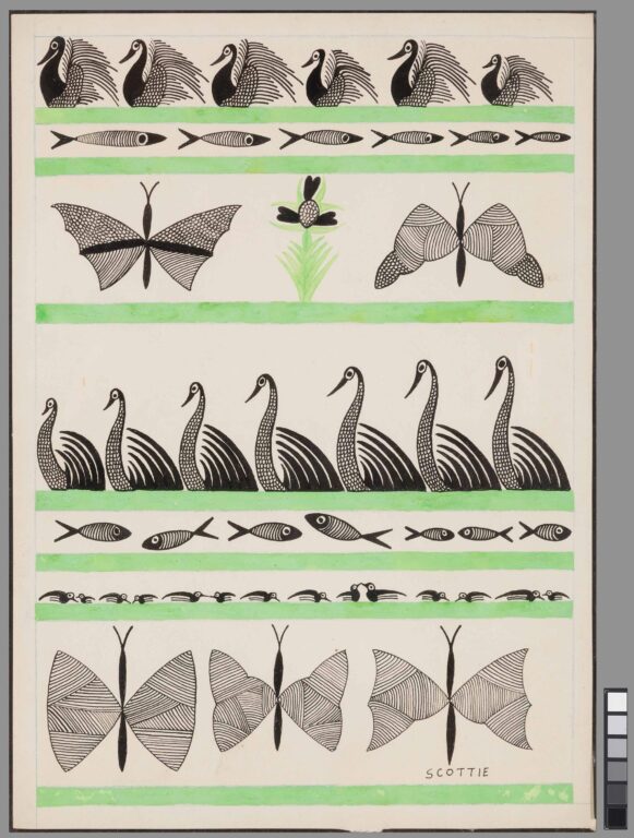 untitled (swans and butterflies) - Louis Freeman (gen. Scottie Wilson) 
