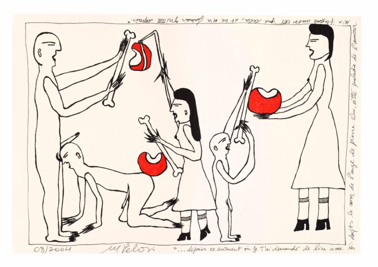 untitled (five figures with apples and bones) - Marilena Pelosi 