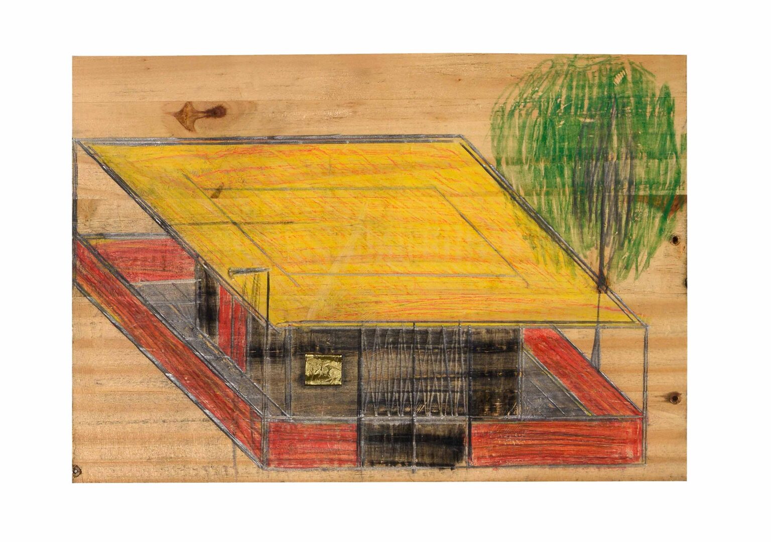 ohne Titel (Haus mit gelbem Dach) - Hassan O. (gen. Gassama Ousseynou) 