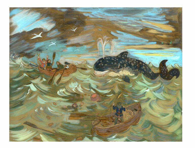 ohne Titel (zwei Boote und Wal) - Emil Medardus Hagner 