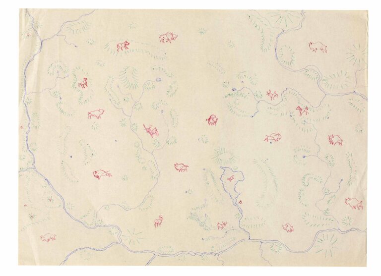 ohne Titel (rote Büffel in Prärie ) - Warren A. Van Ess 