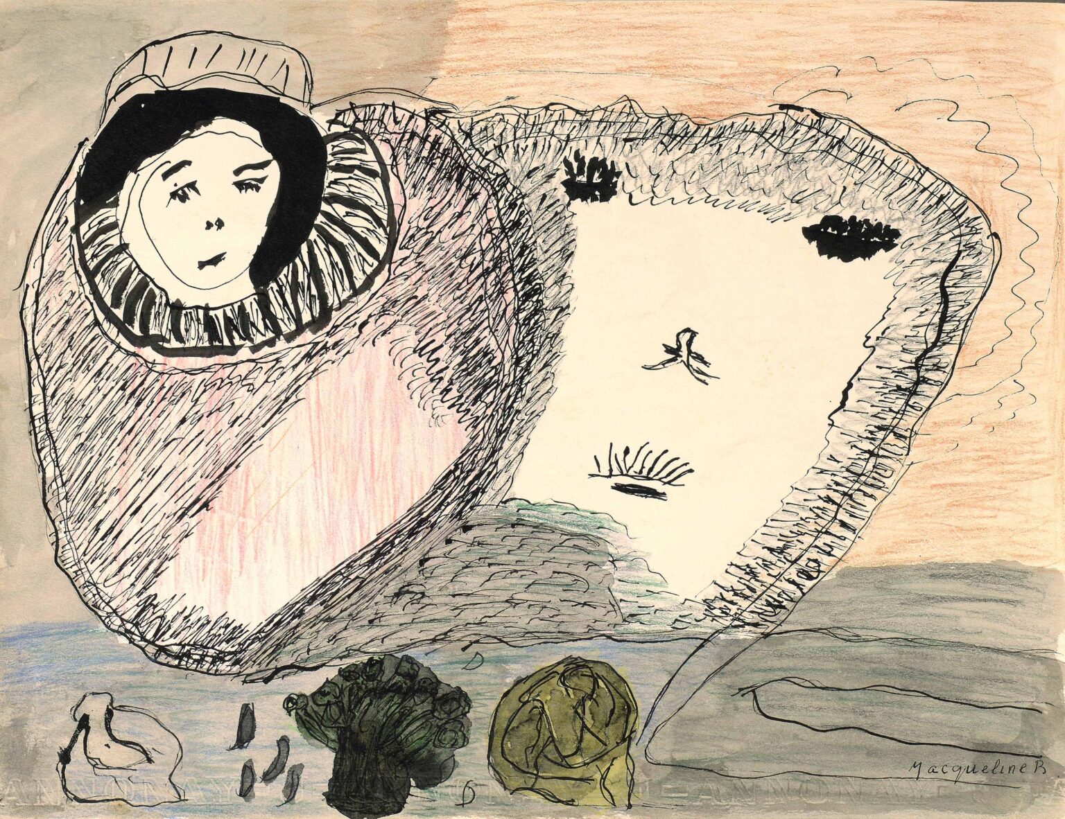untitled (two heads) - Jacqueline Barthes (gen. Jaqueline B.) 