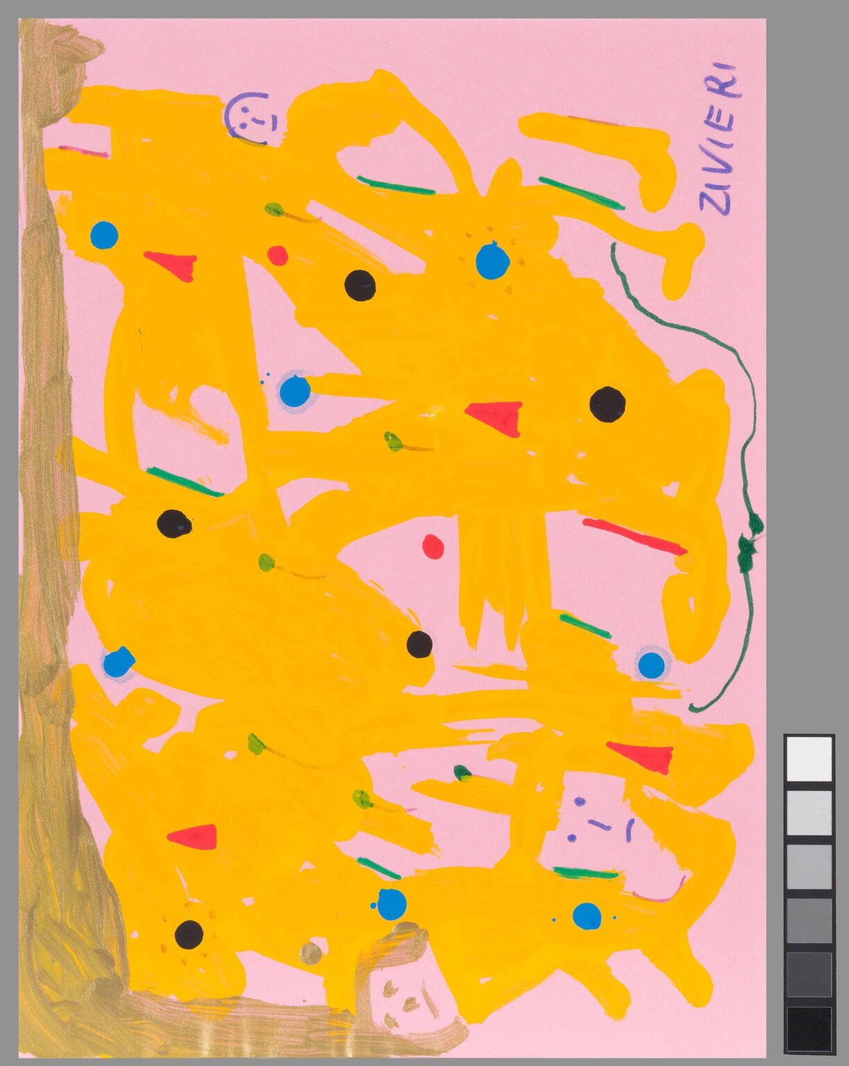 untitled (yellow with faces) - Giuseppe Zivieri 