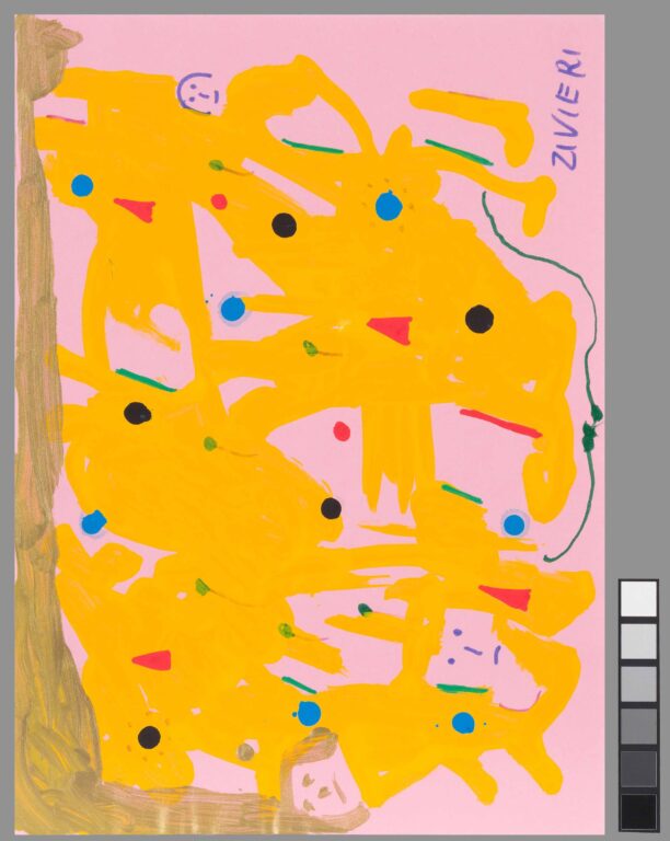 untitled (yellow with faces) - Giuseppe Zivieri 