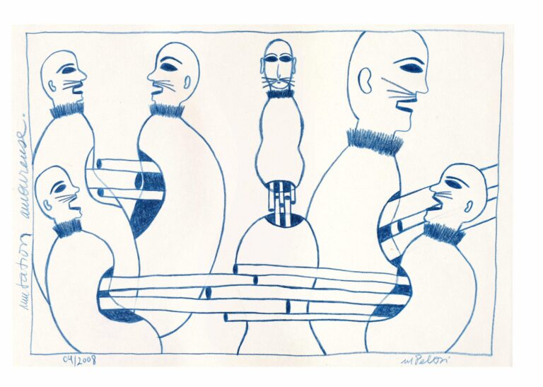 ohne Titel (sechs blaue Marionetten) - Marilena Pelosi 