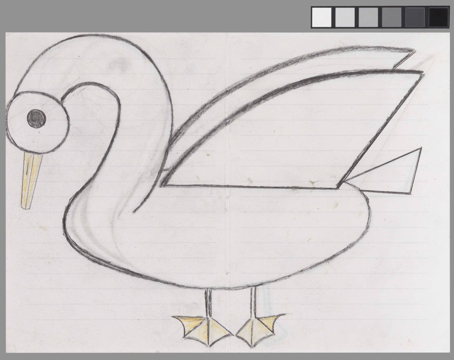 untitled (recto: colored swan / verso: swan) - Helene Reimann 