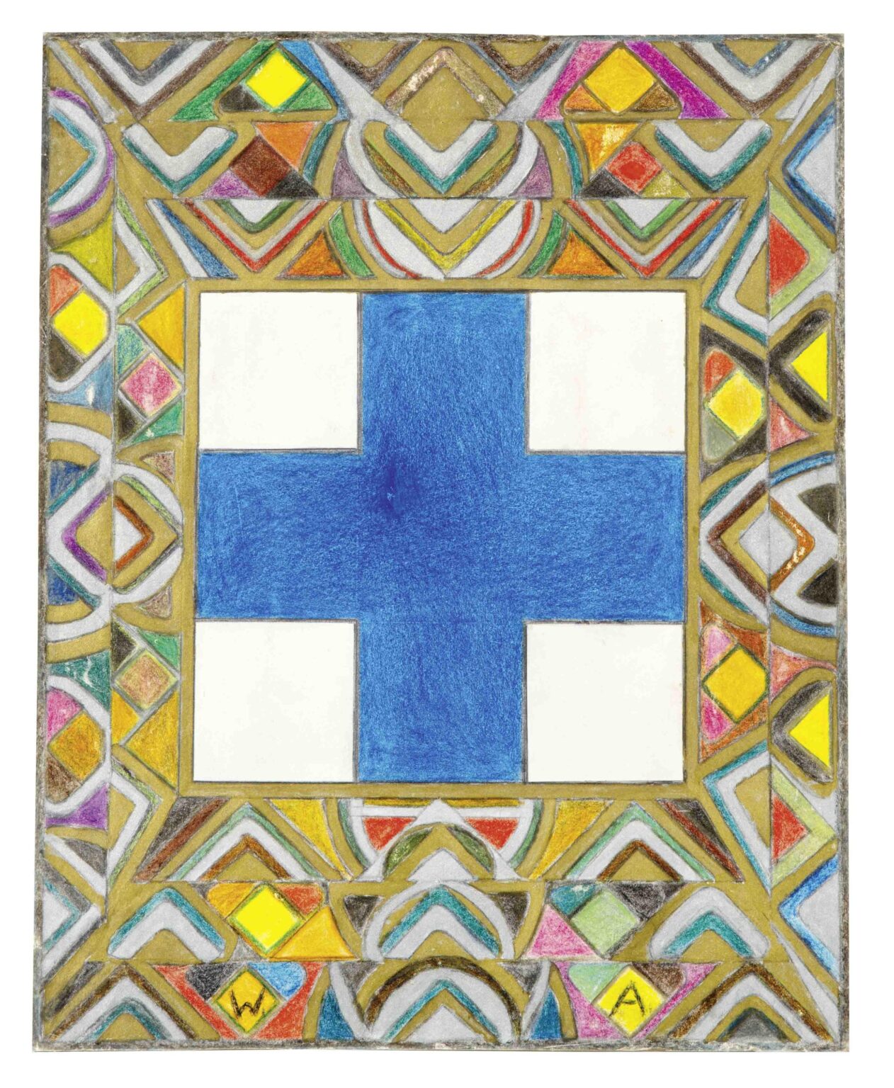 ohne Titel (blaues Kreuz) - Alo&iuml;s Wey 