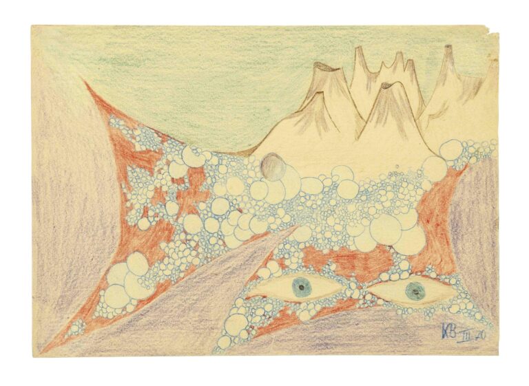 ohne Titel  (Vulkanlandschaft mit Augen ) - Bernd Klupiec 