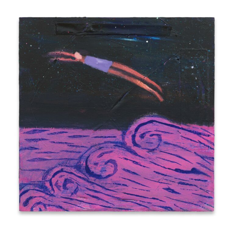 Diver Over Magenta Waves - Katherine Bradford 