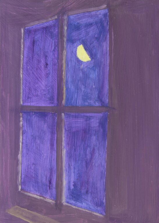 Purple Window + Moon - Lois Dodd 