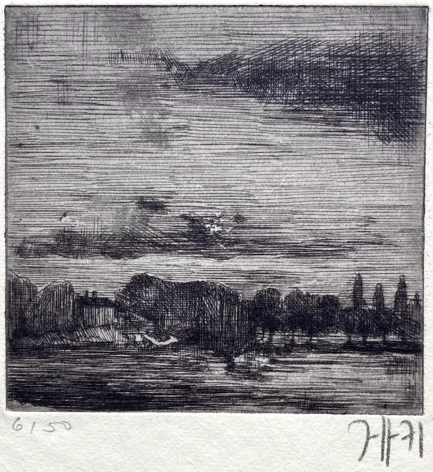 Abend an der Elbe – nach J. C. Dahl - Horst Janssen 