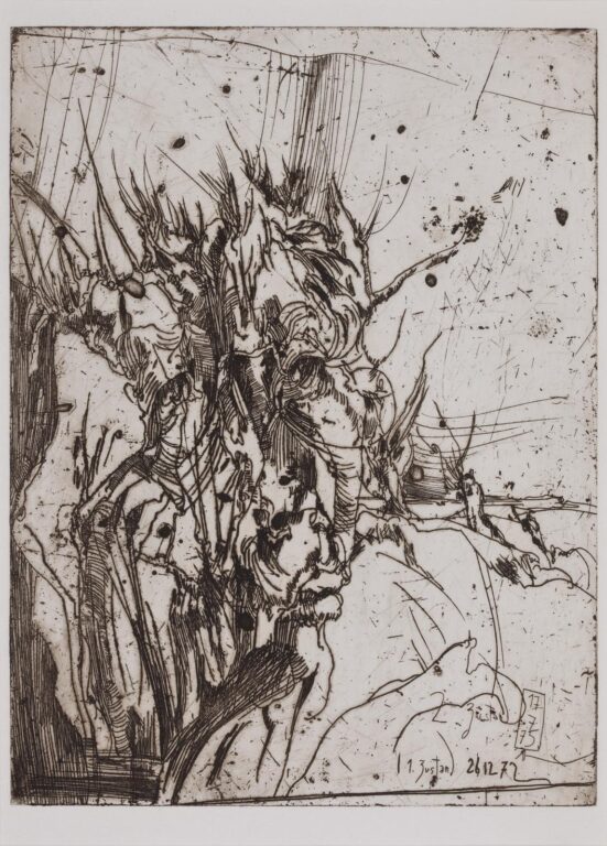 Selbst in Kopfweiden 2. Zustand  / 17.7.75 - Horst Janssen 