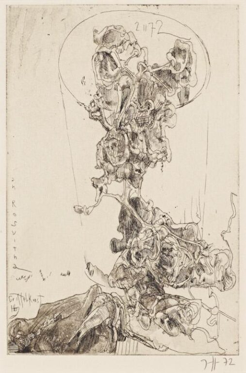 Ein Glas mit vertrockneten Weintrauben / 2.11.72 - Horst Janssen 