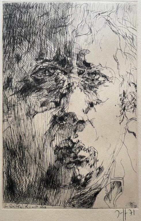 Selbstbildnis für Griffelkunst / 29.10.71 - Horst Janssen 