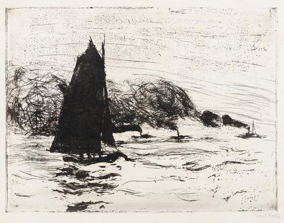 Segler und drei kleine Dampfer - Emil Nolde 