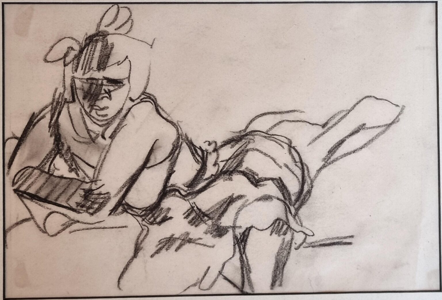 Sitzendes Mädchen mit aufgestützten Armen - Georg Tappert 