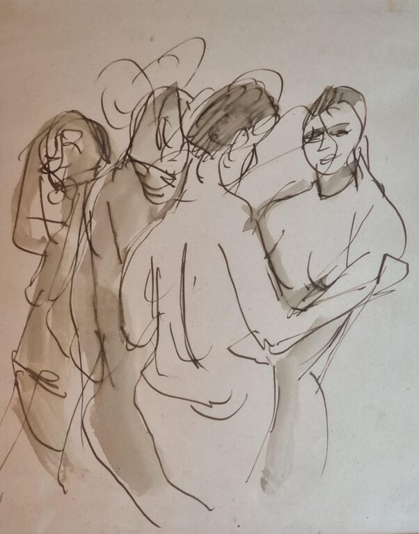 Vier stehende Frauen im Gespräch - Georg Tappert 