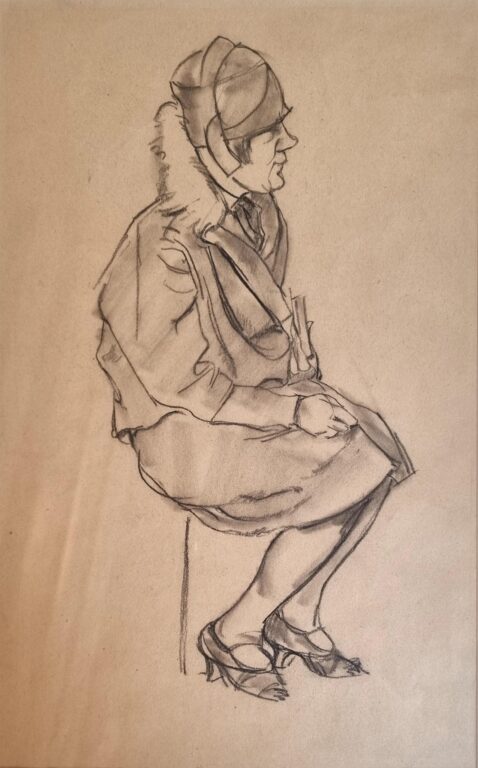 Sitzende mit Hut und Mantel - Georg Tappert 