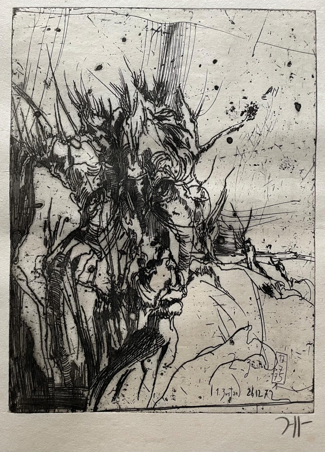 Selbst in Kopfweiden 2. Zustand  / 17.7.75 - Horst Janssen 