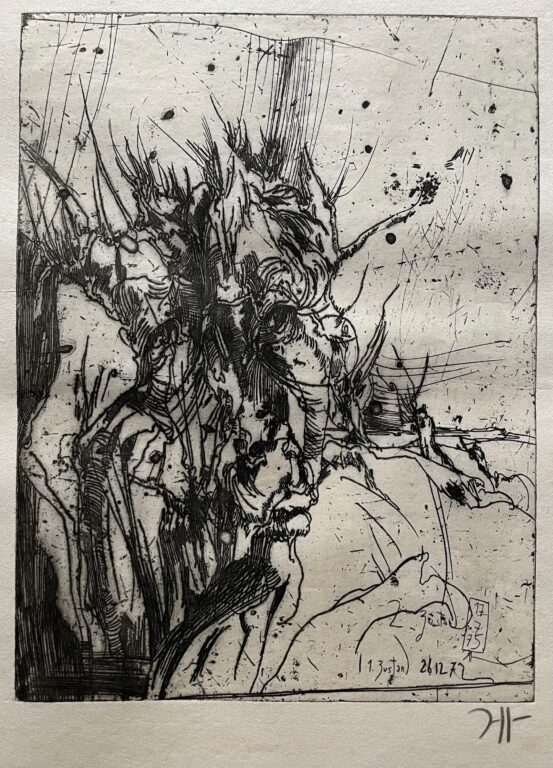 Selbst in Kopfweiden 2. Zustand  / 17.7.75 - Horst Janssen 