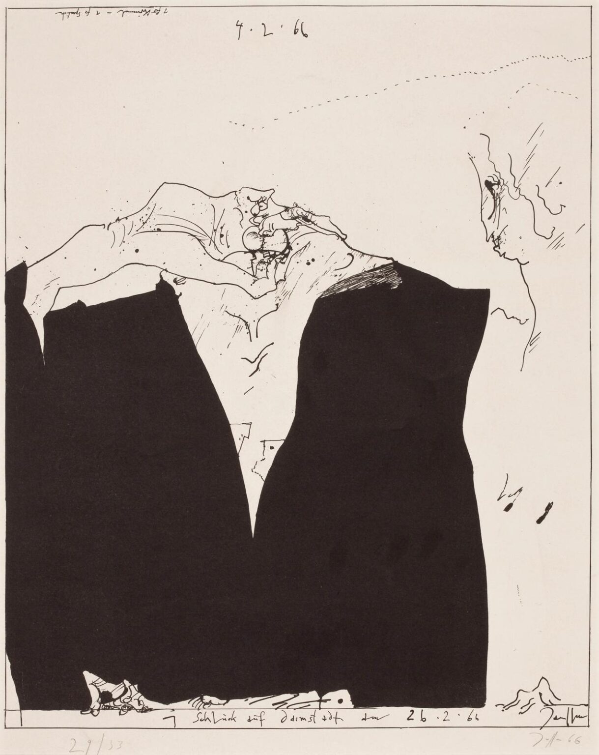 1 Schluck auf Darmstadt am 26.2.66 - Horst Janssen 