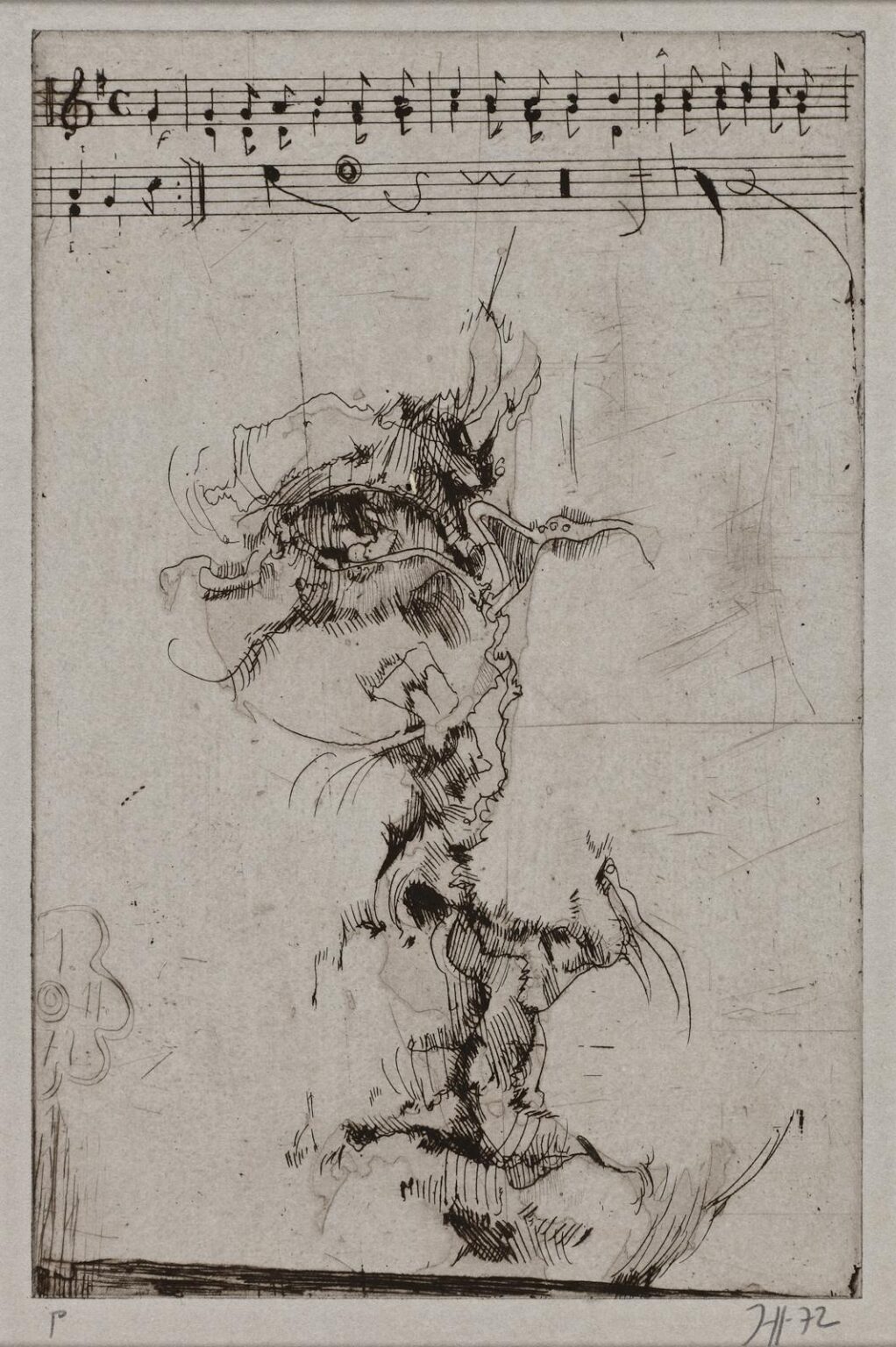 Selbstbildnis: Bl&uuml;chers Ged&auml;chtnis / 1.11.72 - Horst Janssen 